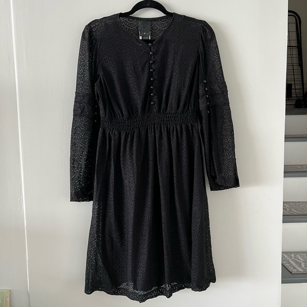 Black Knit Floral Dress - Anna Sui